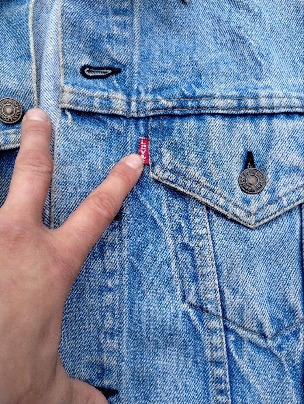 LEVIS Type 3 70505 0213 Denim Trucker Jacket Factory Code 1 Rare 70s VINTAGE - Picture 6 of 8